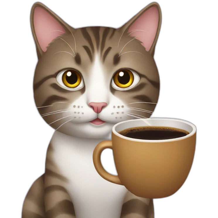 Cat with coffee emoji