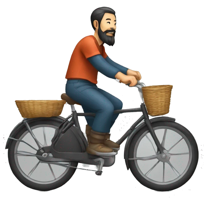 chinois barbu  sur un velo emoji