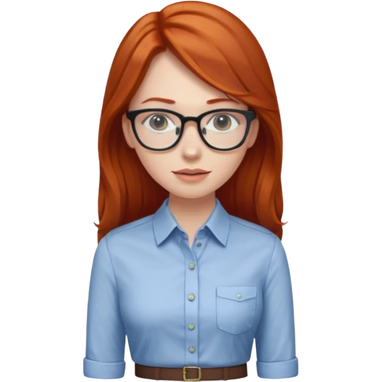 redhead long hair woman with office look emoji