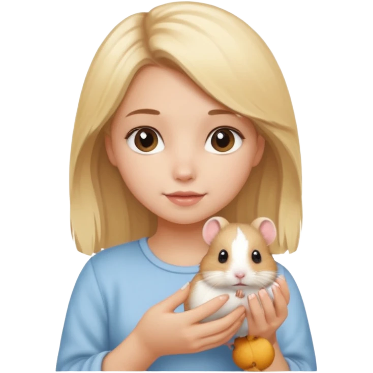 A pretty blond girl holding a hamster emoji