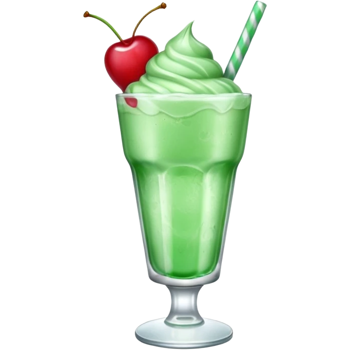 ice cream light green soda on a glass with ice cherry on top emoji