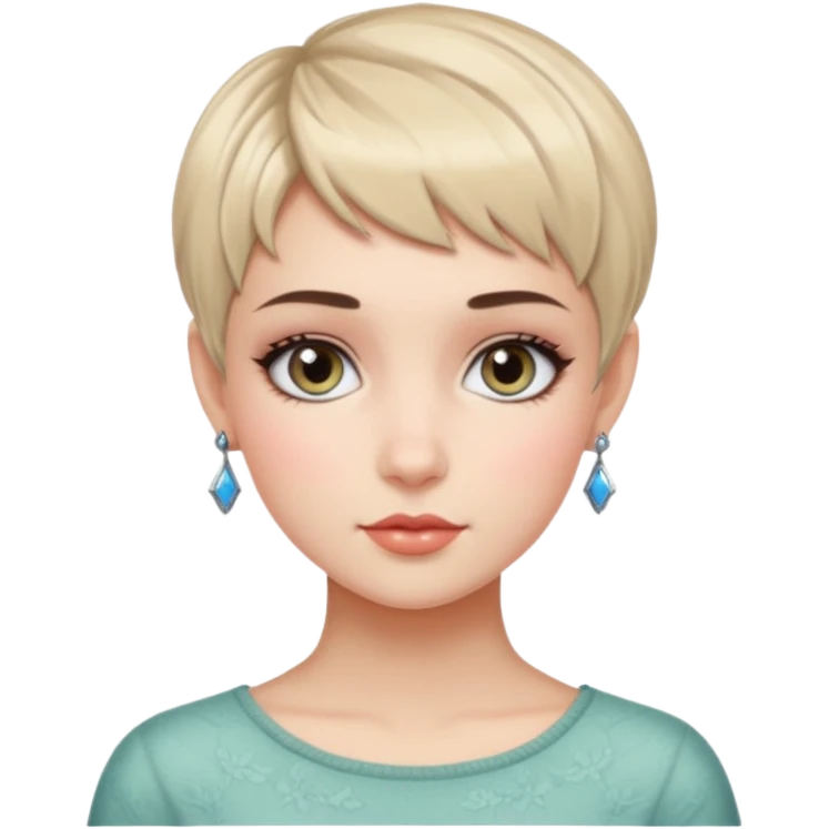 pretty bratz baddie, pretty eyes, pretty makeup, pixie cut emoji