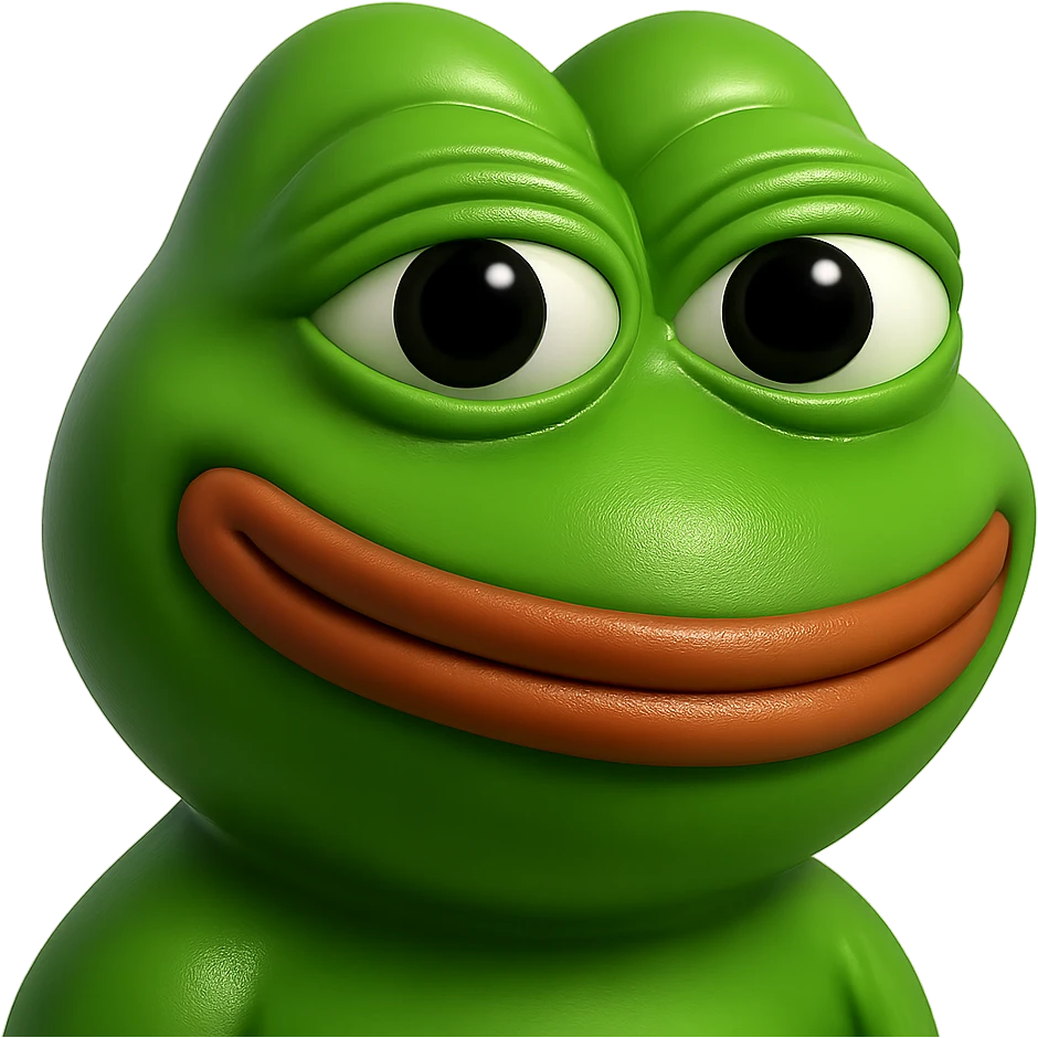 pepe in
- 3d style
- bright green
- smiling
- looking straight at the camera
- good highlights and shadows emoji