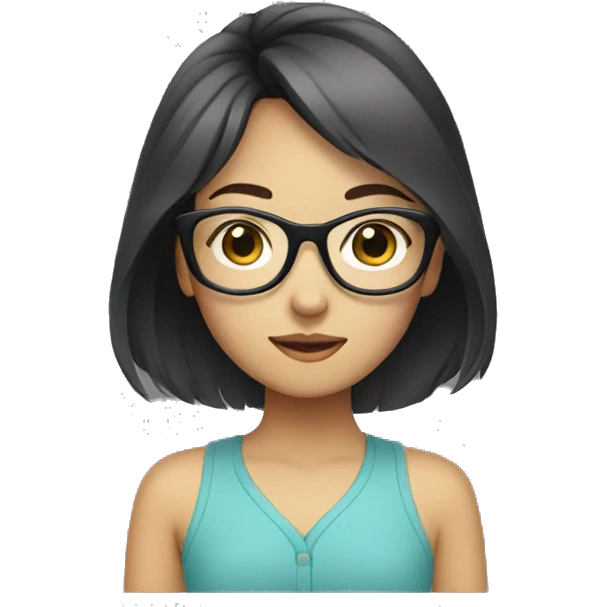 Asian girl wearing glasses  emoji