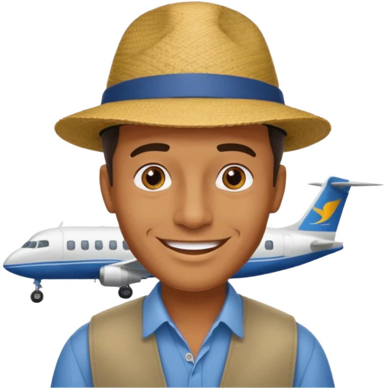 homme créole réunionnais avec chapeau arrive avion a gillot emoji