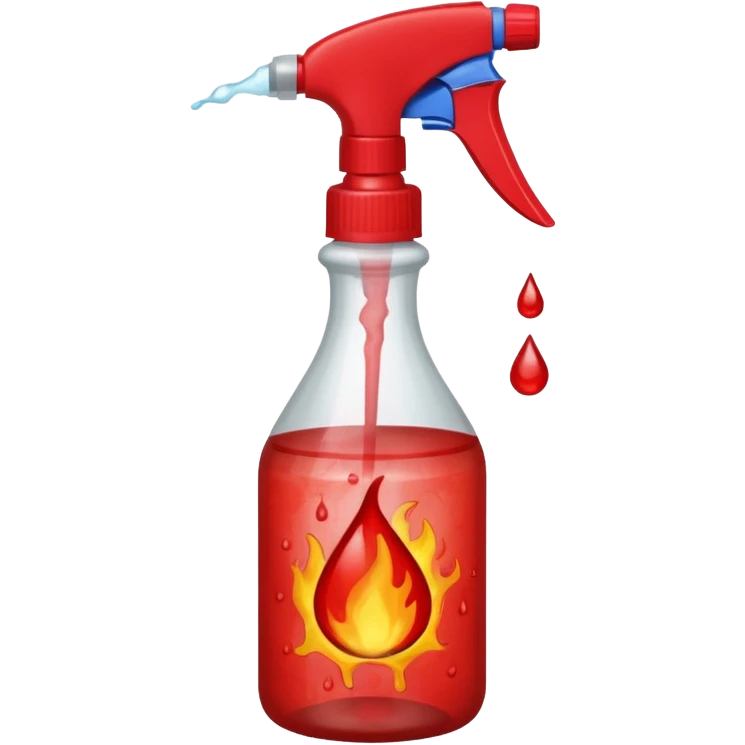 a spray bottle spritzing onto a burn wound. emoji