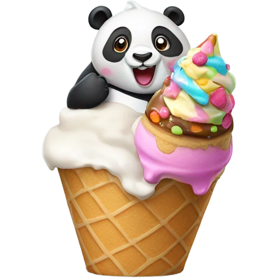 Panda eating ice cream emoji