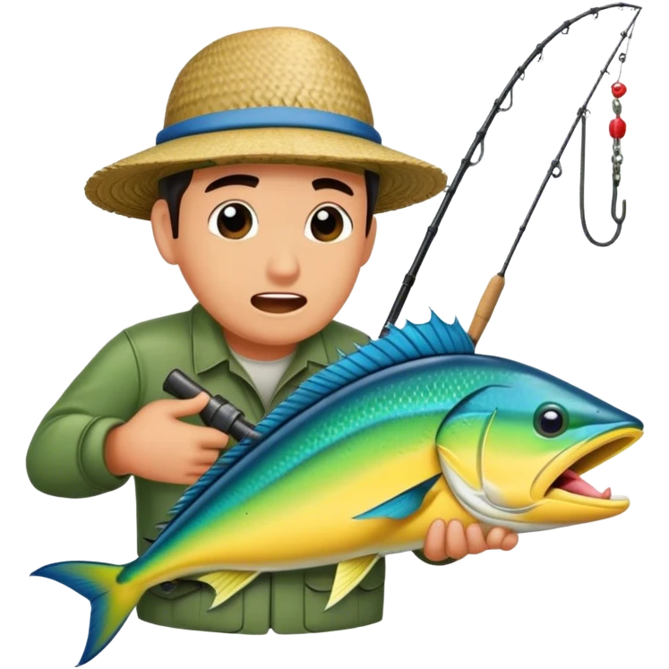 Fisherman sucking on Mahi Mahi emoji