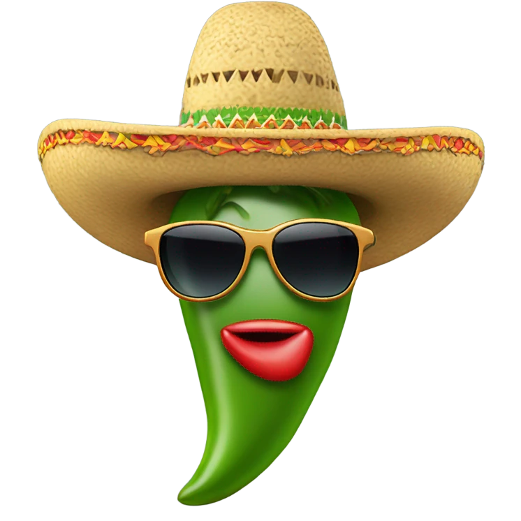 pepper with sombrero and sunglasses and Thieles necklace emoji