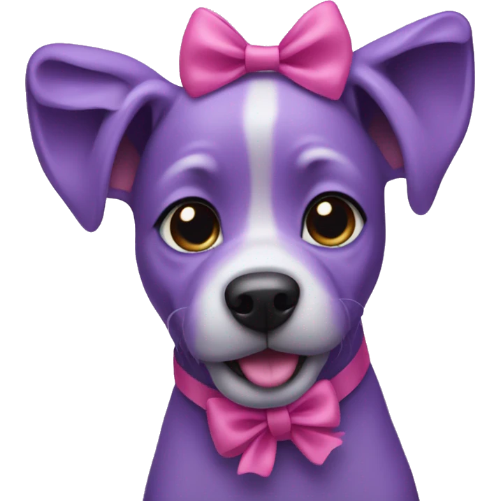 Purple dog with cute pink bow emoji