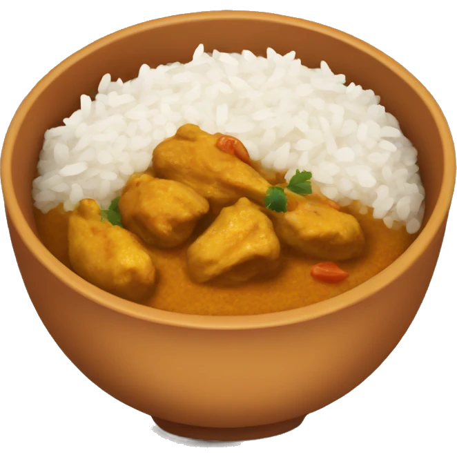Bowl with chicken curry and rice emoji