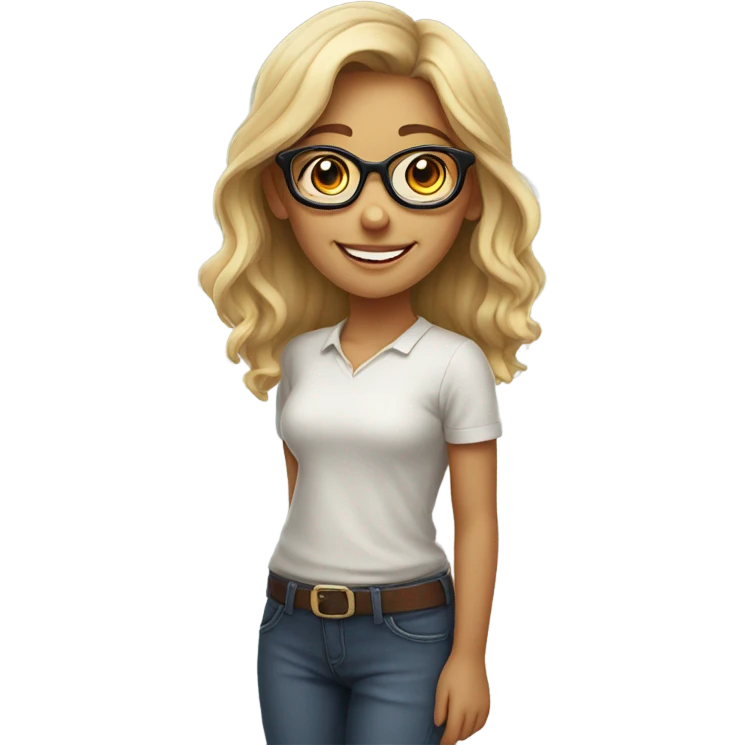smiling girl in glasses emoji