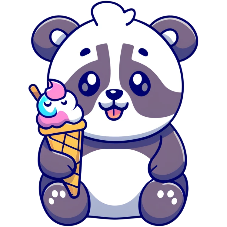 Panda eating ice cream emoji