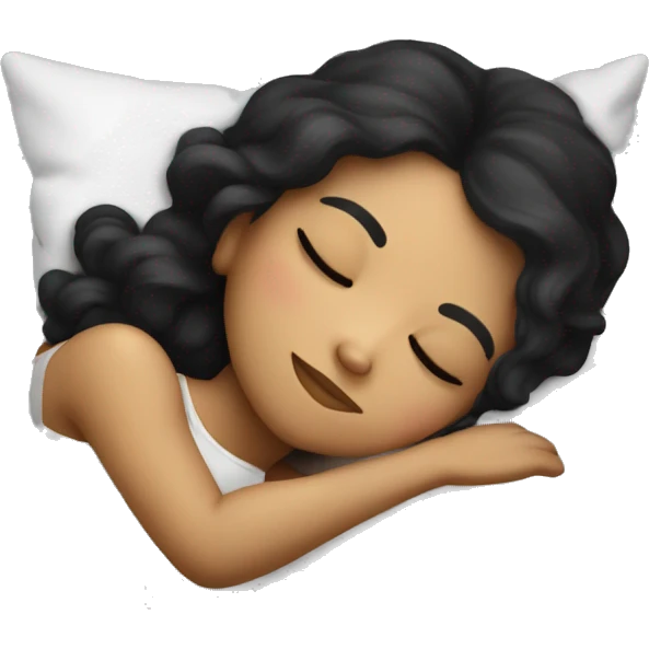 Sleeping girl on pillow dark hair emoji