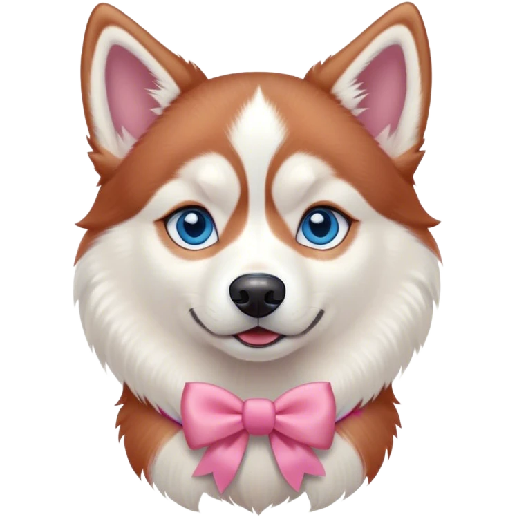 disney-style red siberian husky with blue eyes wearing a pink bow emoji