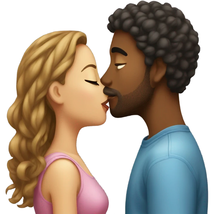 Girl and guy emoji kissing emoji