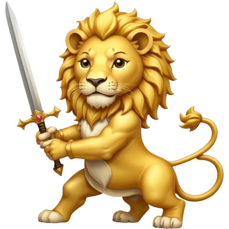    Please create a golden lion holding a curved sword with the half sun on top of the lion’s back? emoji