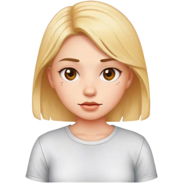 Girl with shirt that looks like skin emoji