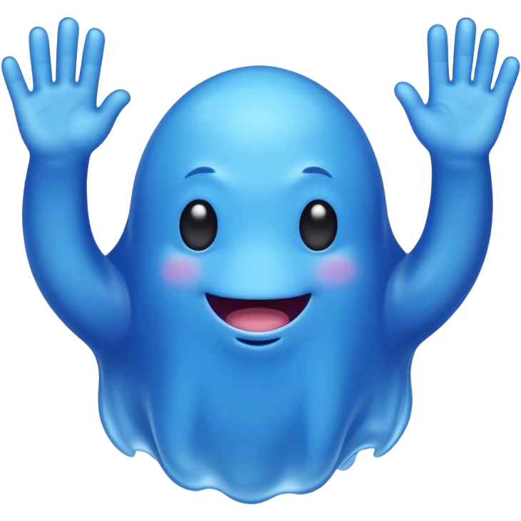 Blue blob creature waving  emoji