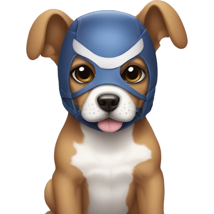 Puppy wearing wrestling mask emoji