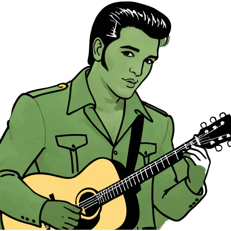 Elvis Presley with guitar emoji