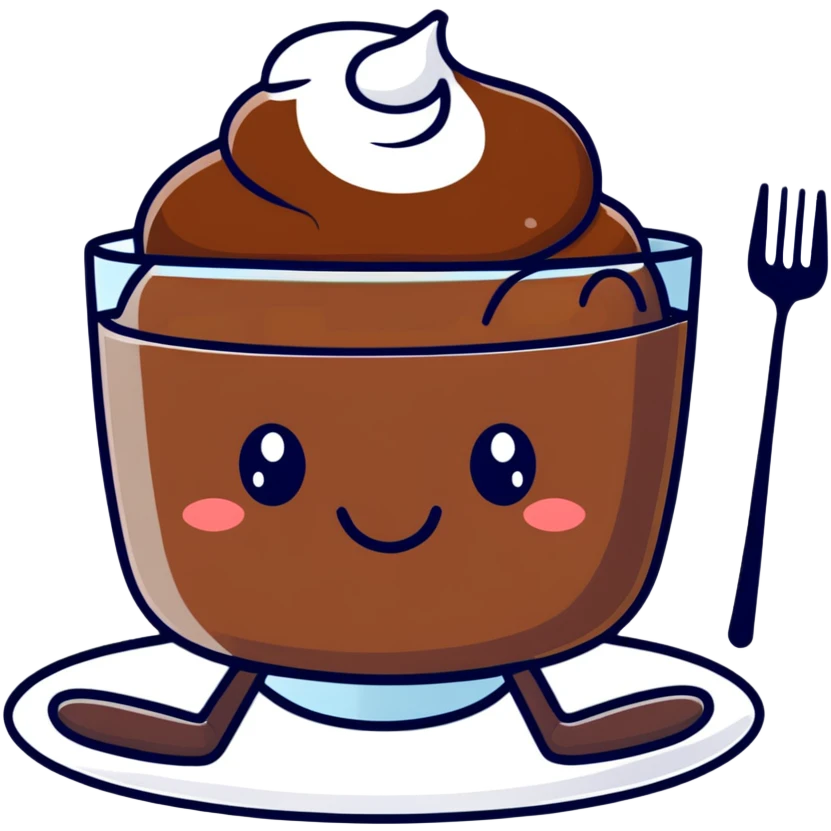 cute chocolate pudding with a happy face emoji