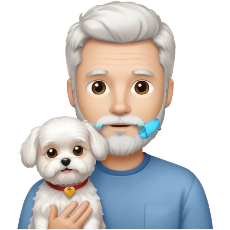 white man salt and pepper hair beard holding a white maltease emoji