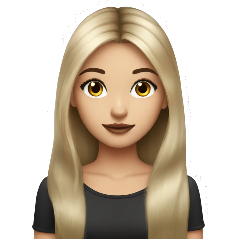 pretty girl long hair makeup with black kitten emoji
