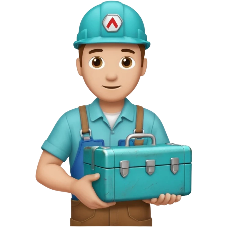 plumber with a turquoise toolbox, simple and clear emoji