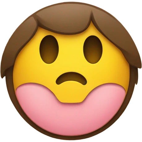 Round yellow emoji face with a bored expression, downturned mouth and tongue poking out emoji