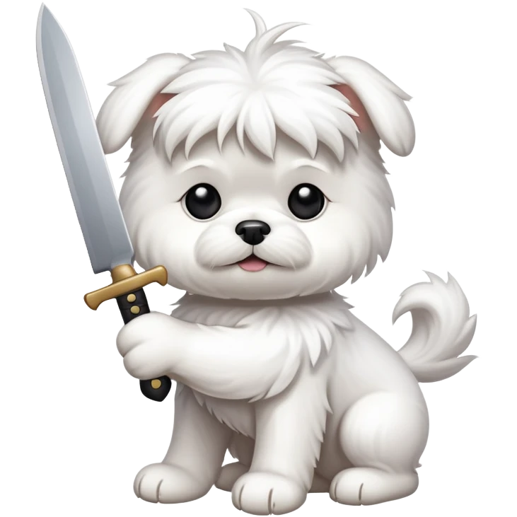 White Maltese with knife 4 paws only  emoji