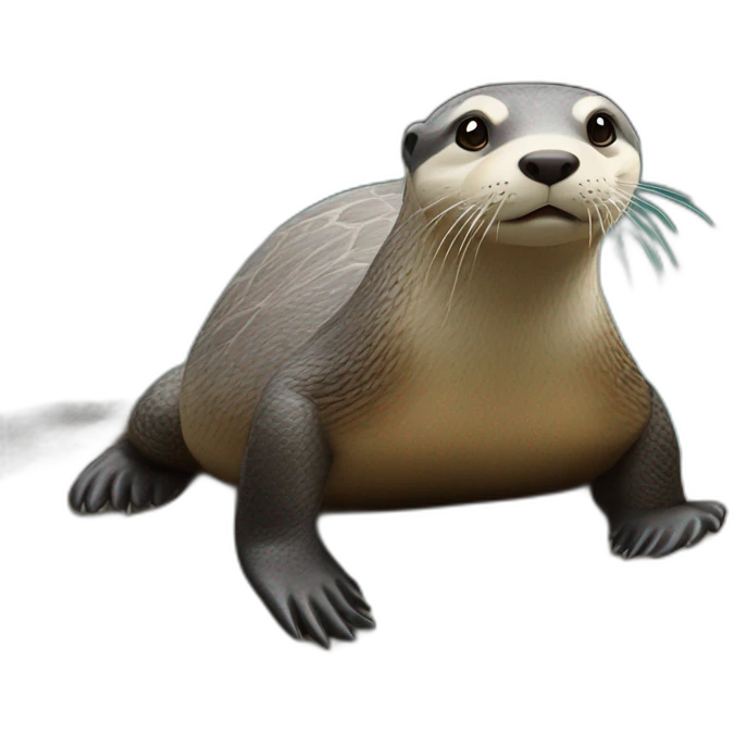 Loutre sur une tortue emoji