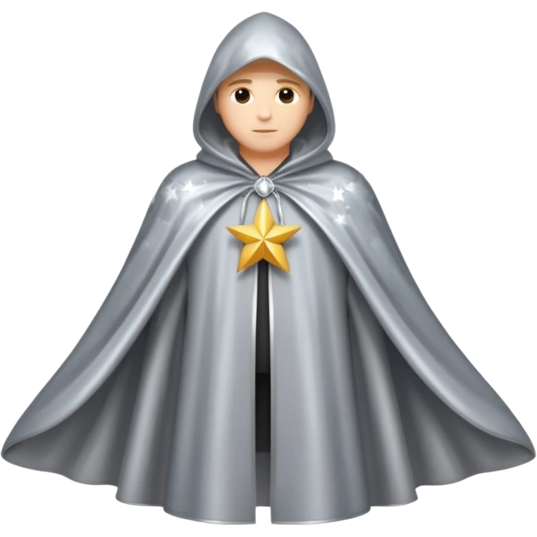 a fantasy  magic, silver color with star pattern cloak emoji