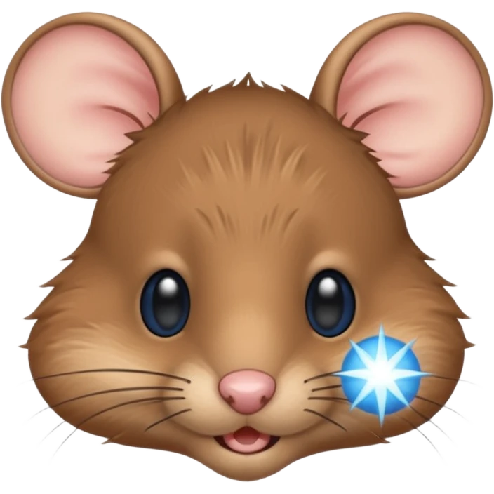 A mouse face with blue sun rays emoji