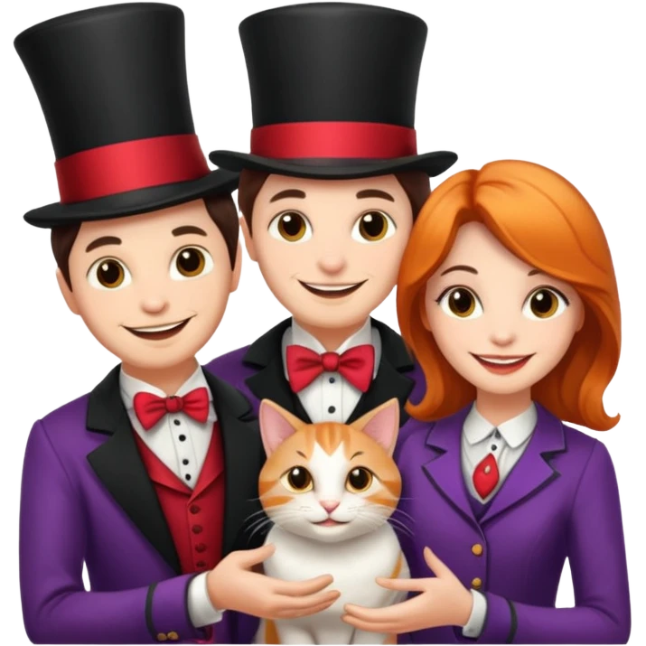 magician couple and their pet cat emoji