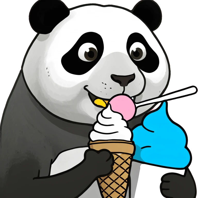 Panda eating ice cream emoji