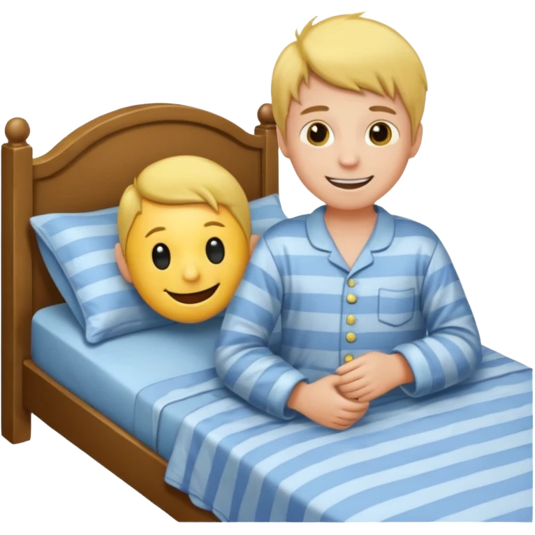emoji- of a smiley boy getting up from a bed emoji