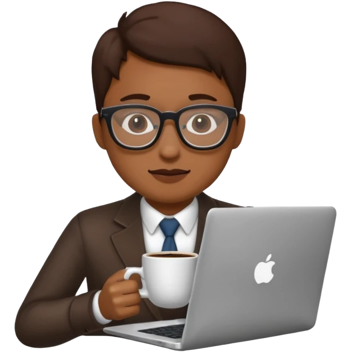 persona tomando cafe y con un computador  emoji