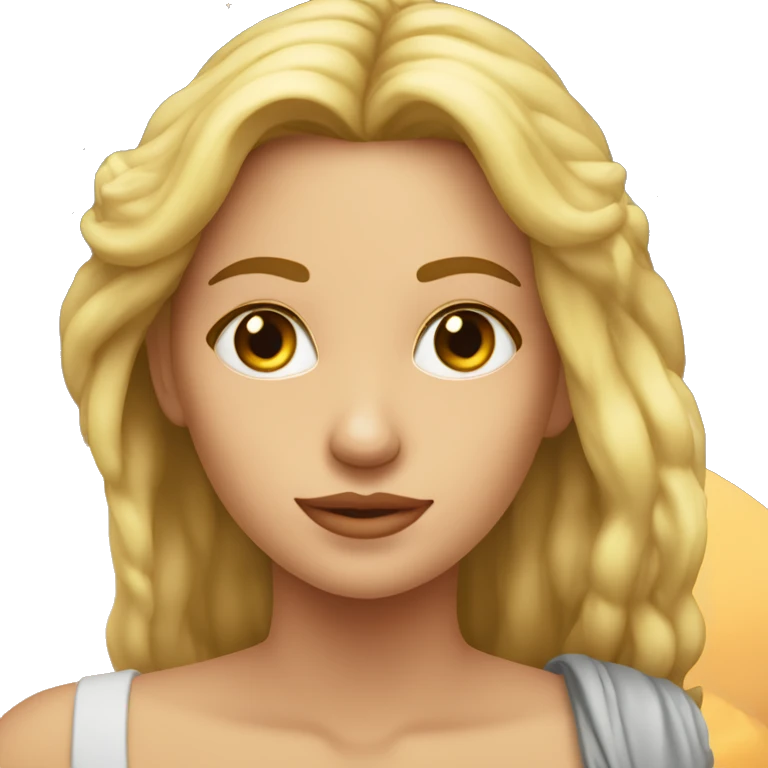 Mujer rubia con la luna detrás y el gesto de dos dedos emoji