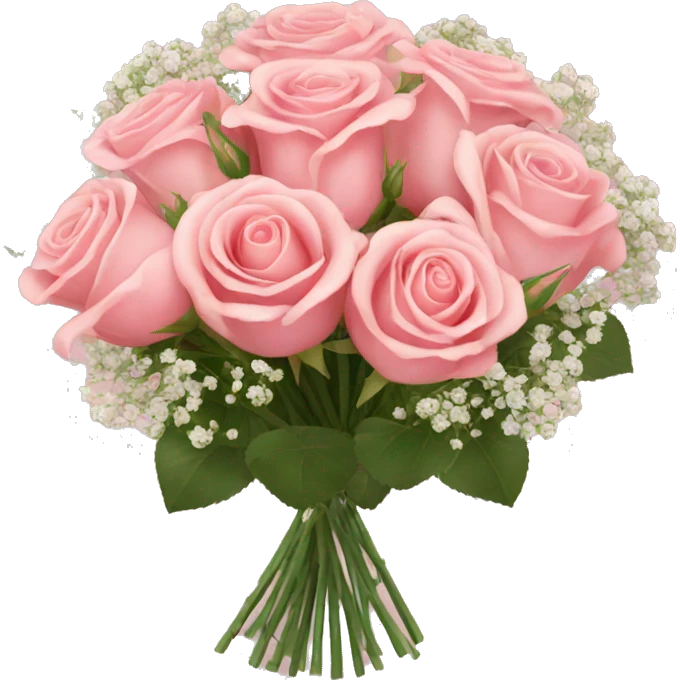 Rose bouquet with babies breath emoji