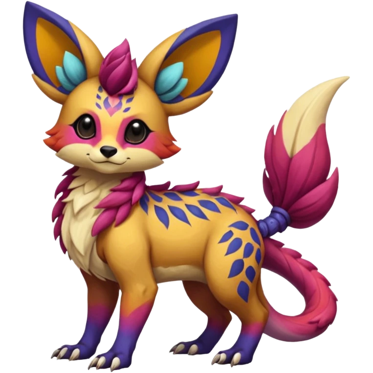Rare realistic exotic cute epic pretty beautiful handsome gorgeous aesthetic colorful vibrant Vernid-Protogen-Primagen-Wickerbeast-species-Fakemon-creature by LiLaiRa, random markings, tufted ears, full body emoji