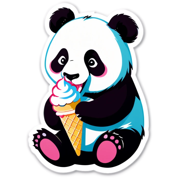Panda eating ice cream emoji