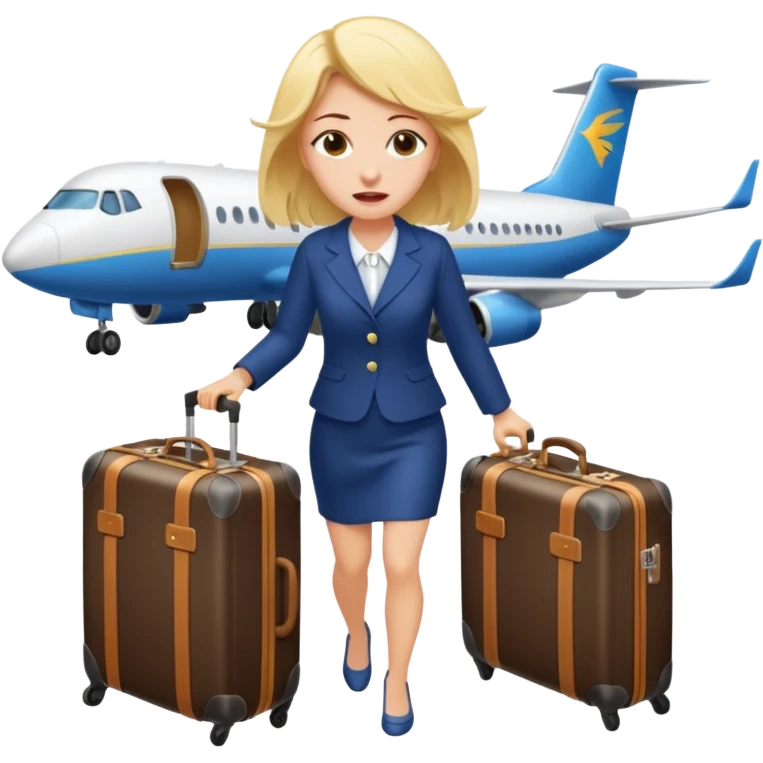 떠난 비행기와 많은 캐리어 때문에 우는 여자 emoji