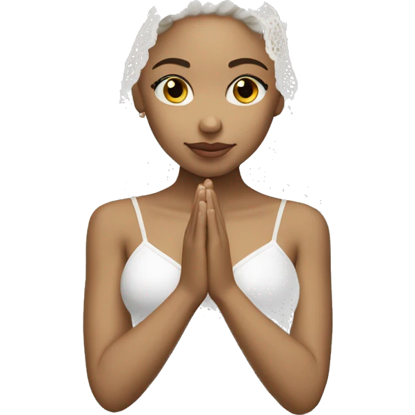 Light skin girl praying with lace white veil  emoji