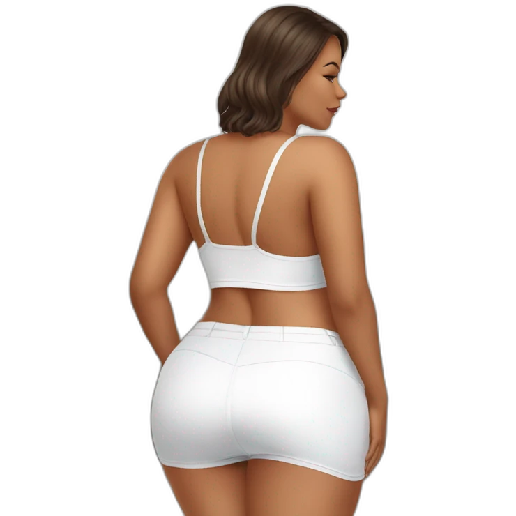 full-body-curvy-beauty-white-knickers-skirt rear view emoji