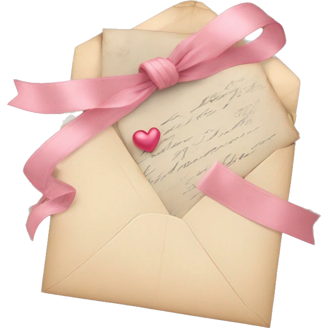 vintage love letters in envelope tied with a baby pink ribbon  emoji