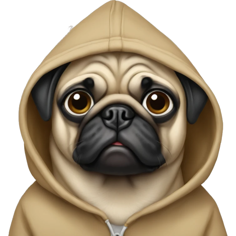 Pug wearing hoodie emoji