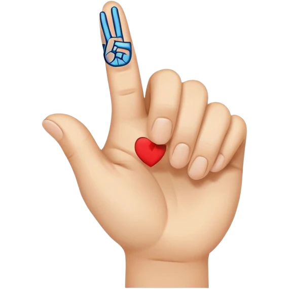 Peace sign with the index finger crossing over the middle finger emoji