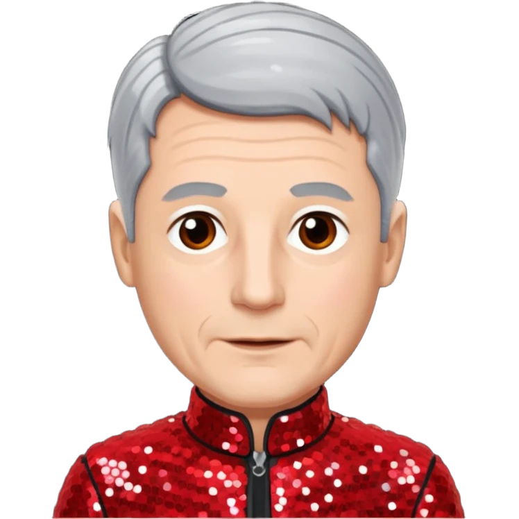Johann Konrad Dippel with gray hair, red sequin outfit emoji