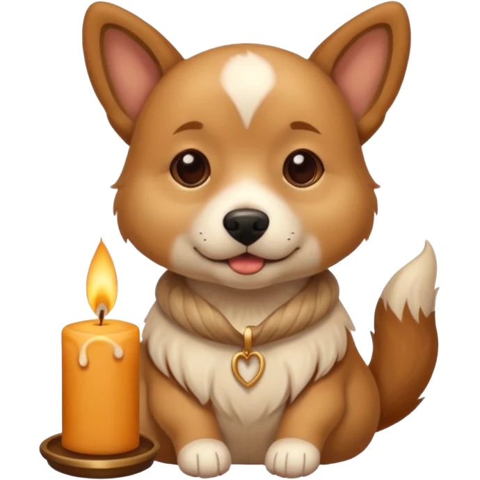 dog holding an aromatic candle in hand with a light background emoji